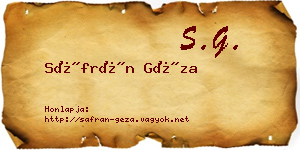 Sáfrán Géza névjegykártya